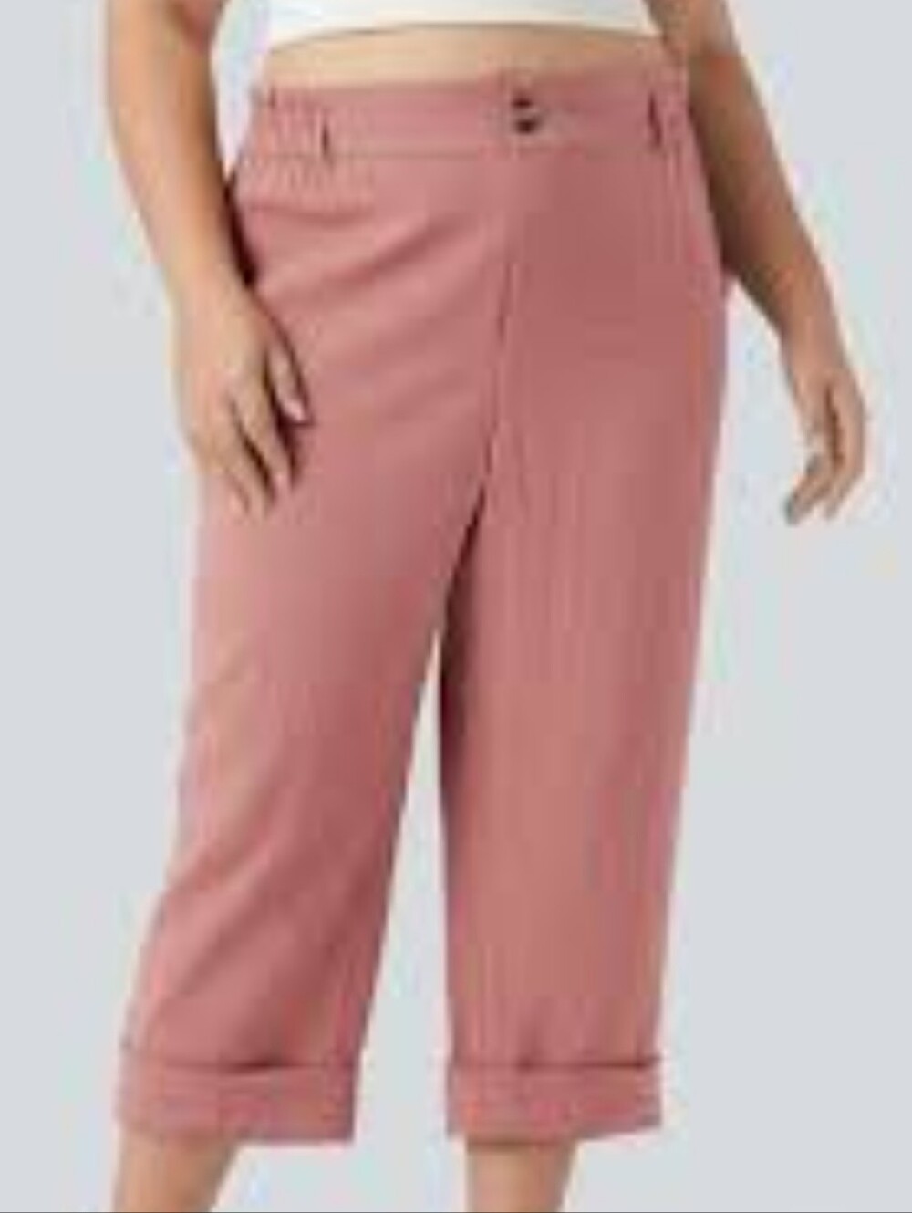 Halara's Linen-Feel Women's Rosette Pink Cropped Trousers. Sz XL New With Tag
